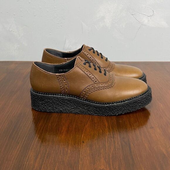 Y's Yohji Yamamoto A/W 2013 Crepe Sole Brown Leather Derbies - Y's 4, US W 6.5 - Picture 5 of 9
